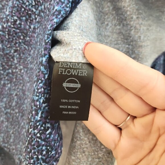 Denim & Flower Ricky Singh Long Sleeve Blue Floral Button-Down Collared Shirt - Picture 6 of 10